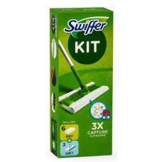 Швабра для миття підлоги Swiffer Kit + 6 сухих і 3 вологих серветки  (в оригінальній крафтовій упаковці)